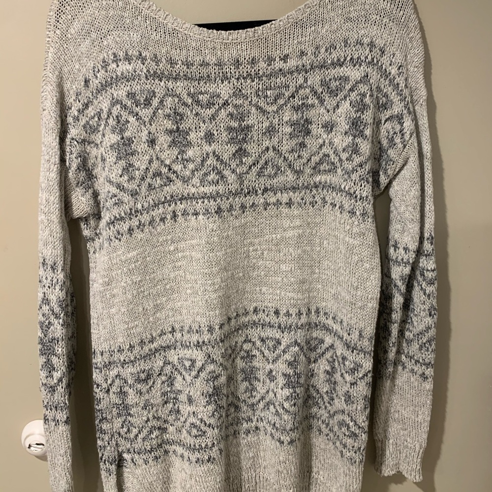 Hollister Grey Fair Isle Print Sweater Size M/L